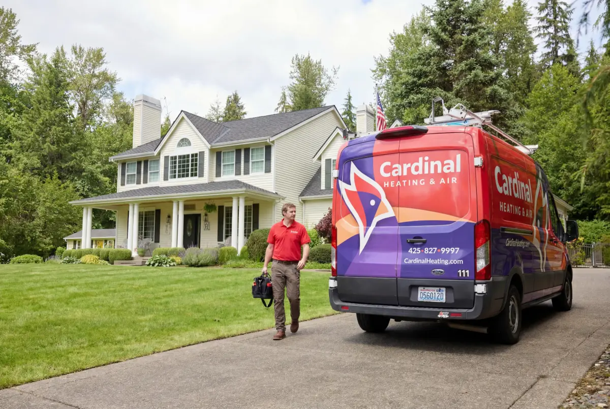 Cardinal Heating service vehicle