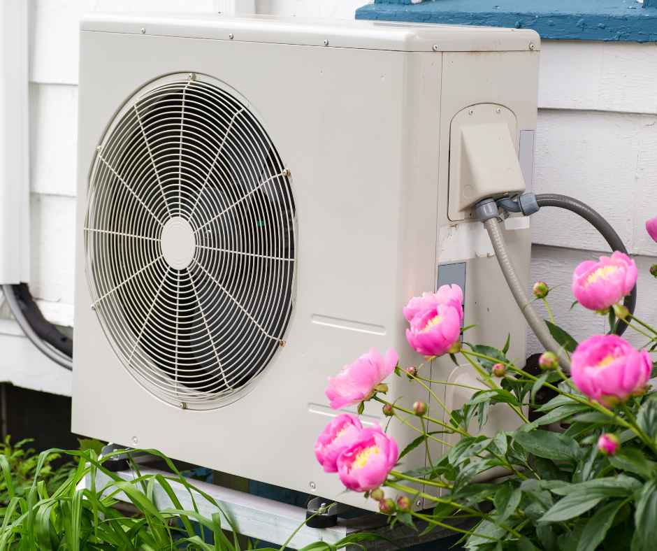 A heat pump outside a home