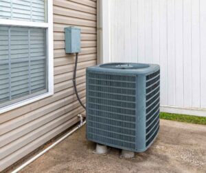 A central air conditioning unit outside