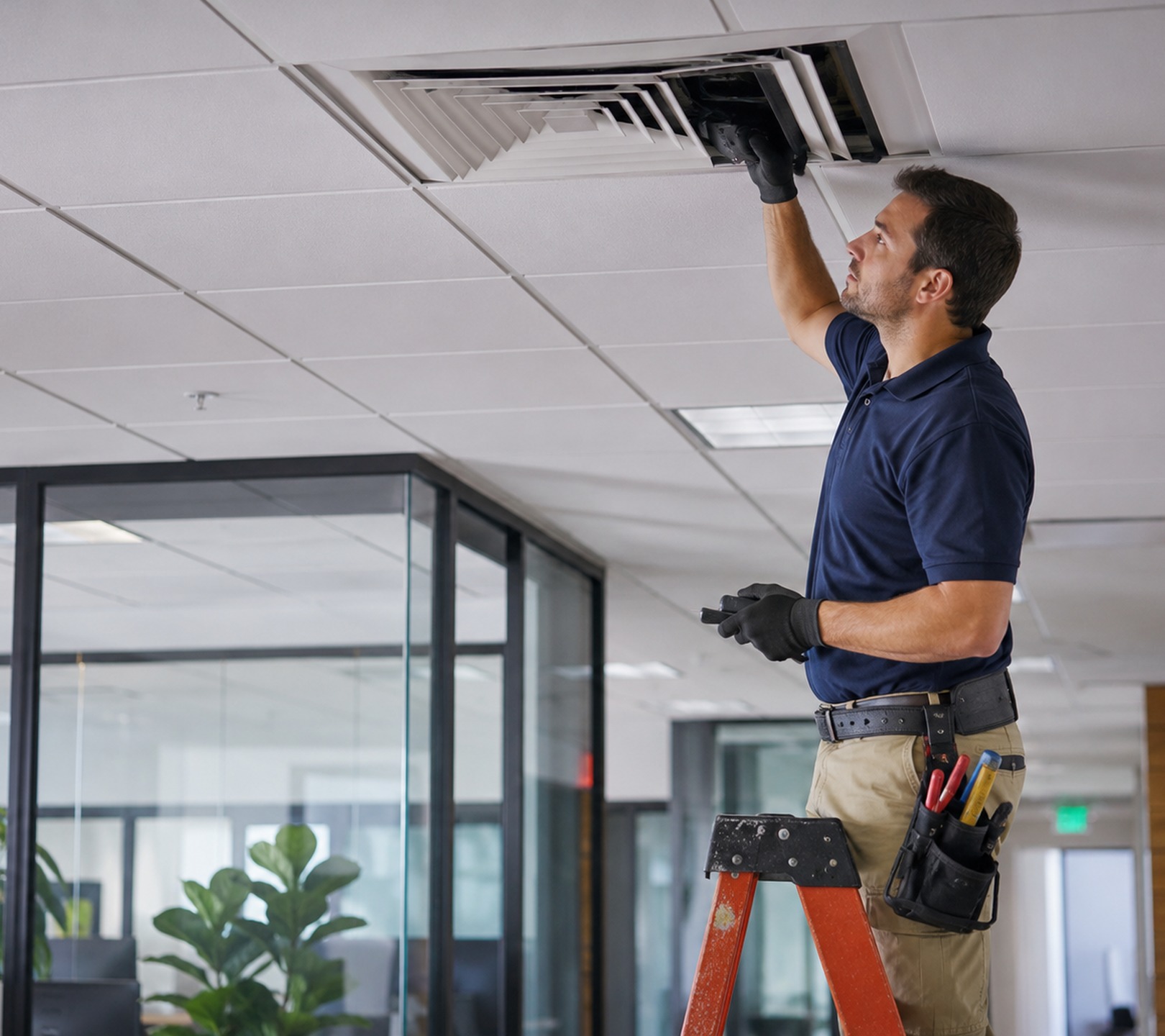 HVAC contractor measuring static pressure in an Everett - WA attic system during a detailed inspection