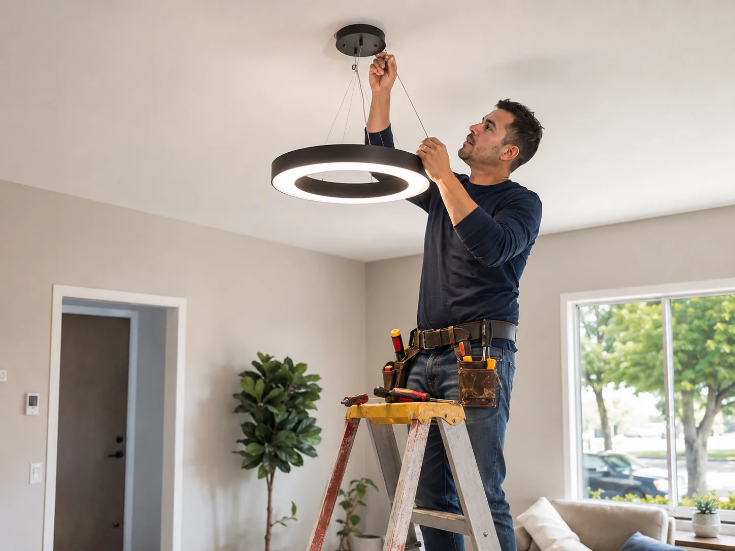 Electrical in Kent - WA underway as a technician tests circuits at an open breaker panel, Electrical in Edmonds - WA being inspected as a technician tests breakers in a residential panel