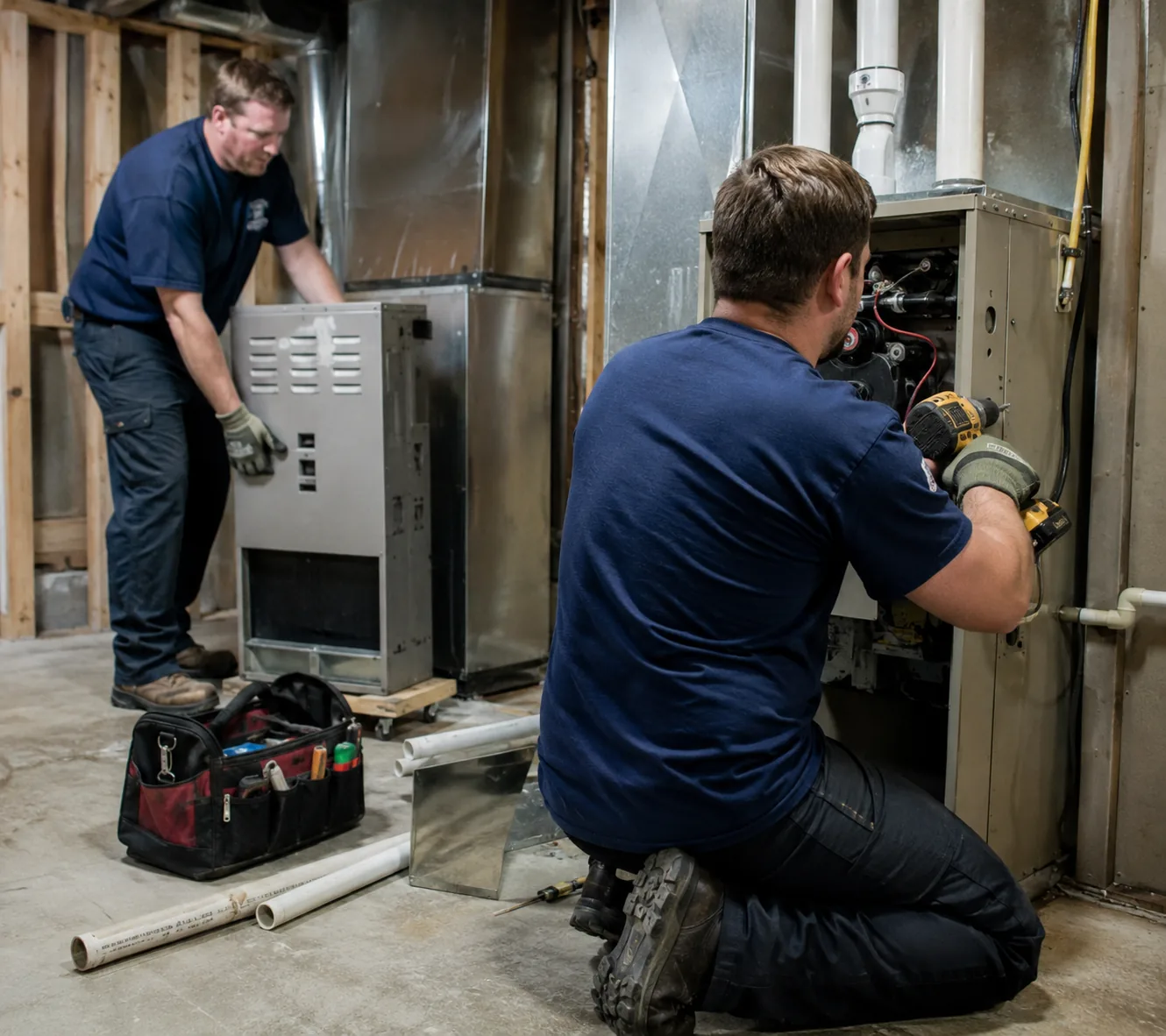 HVAC System Replacements in Greater Seattle - WA as installers position a new indoor unit